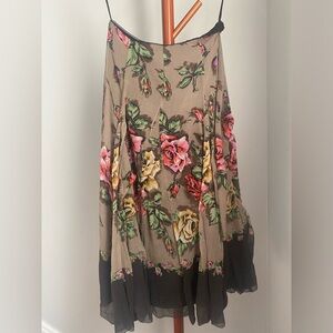 100% Silk Shell Midi Flower Skirt